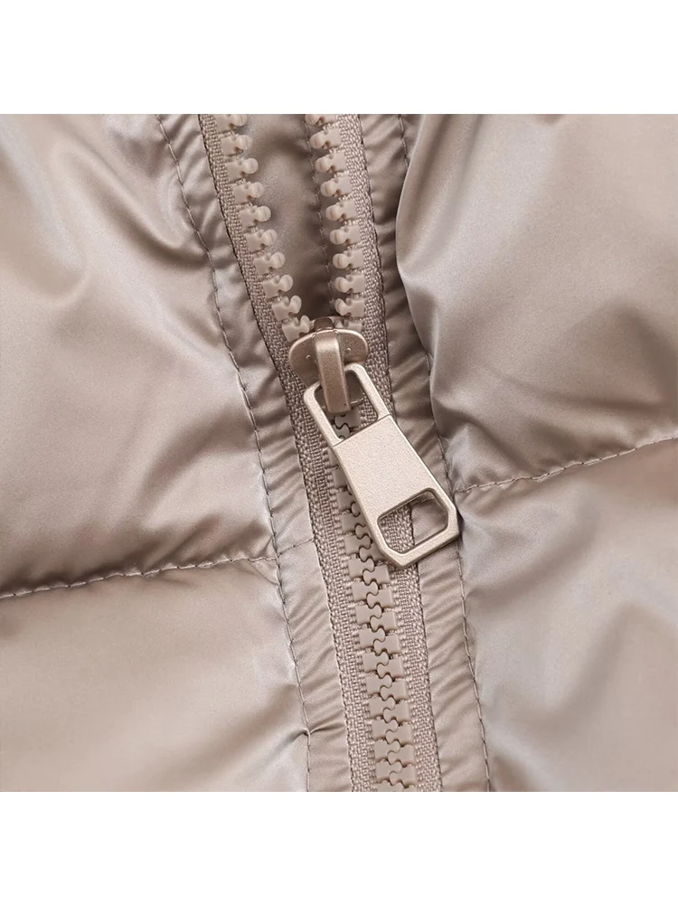 معاطف قطنية منتفخة غير رسمية جديدة للنساء بياقة واقفة وسحاب وأكمام طويلة ملابس خروج دافئة لشتاء 2025 سترة نسائية أنيقة #4