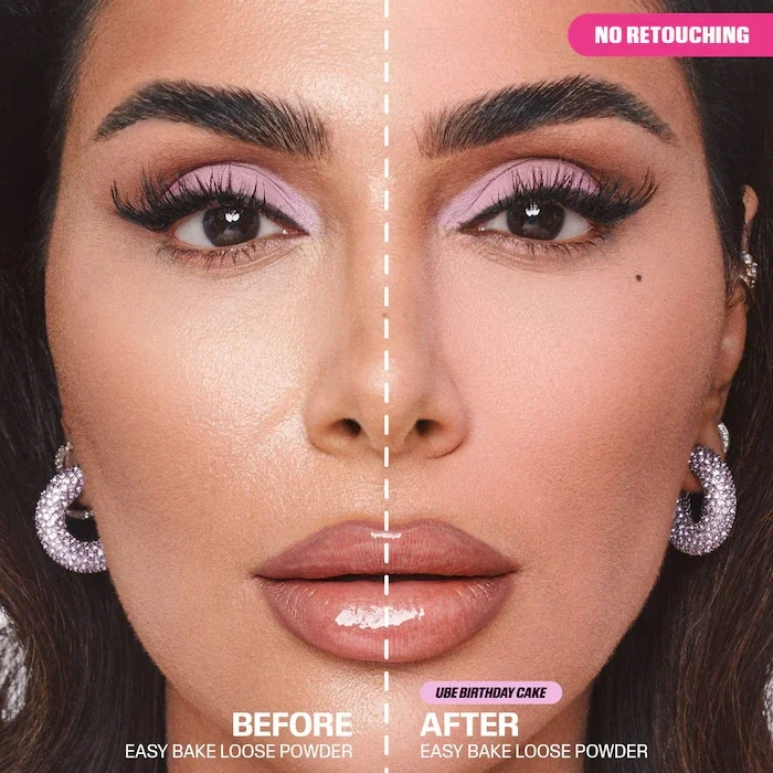 2PCS Huda Easy Bake Loose & Setting Powder Long Lasting Oil Control Matte Waterproof Brightening Loose Powder Makeup Cosmetics