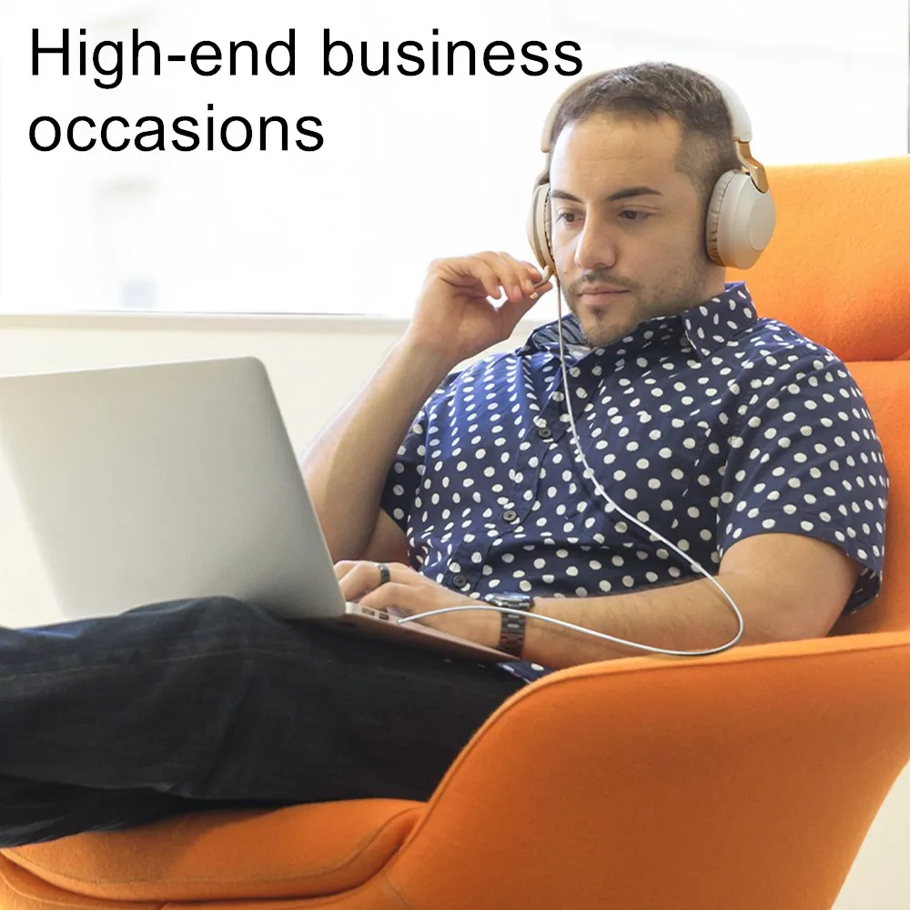 سماعات رأس تعمل لاسلكيًا لمدة 14 ساعة من شومي للأذنين كبيرة قابلة للدوران سماعات أذن للتمديد مزودة بميكروفون قابل للطي مناسب للعمل التجاري