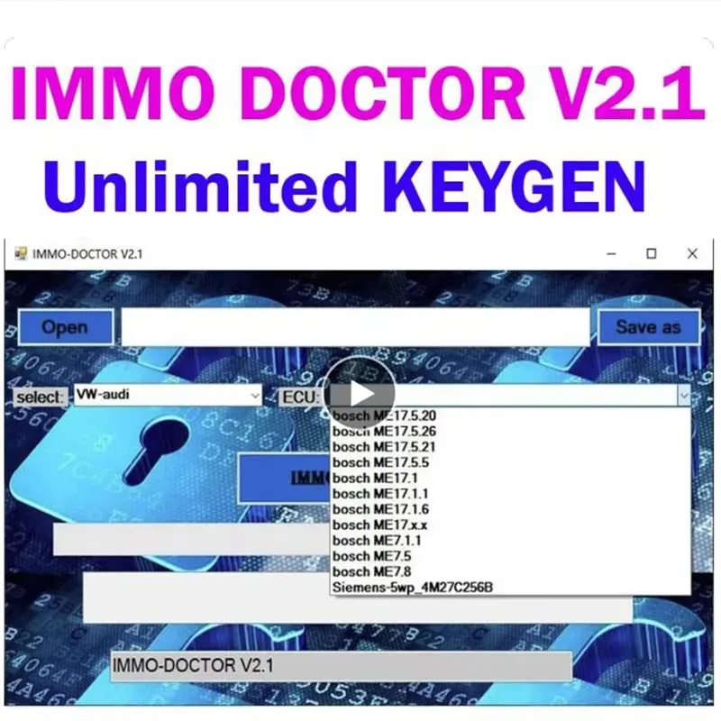 2024 IMMO DOCTOR V2.1 With Unlimited KEYGEN MULTI BRAND Immo Off Software ECU Chip Tuning for sim2k MT38 ME 17.9.2 MED17.9.8