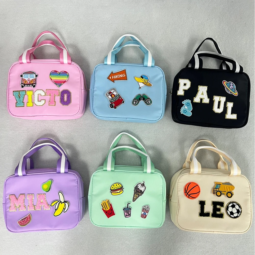 

Boy Girl Student Gift Cooler Bag Waterproof Nylon Insulated Food Aluminum Foil Lining for Children Handle Student Lunch Bags