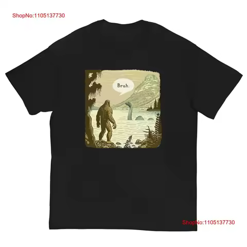 Funny Bigfoot Sasquatch Loch Ness Monster Introvert Bruh T Shirt vintage Washed streetwear Breathable Comfortable Stretched