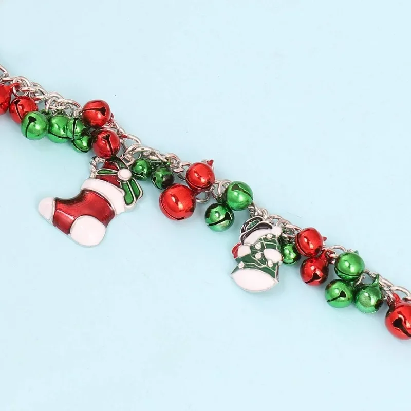 Christmas Jingle Bell Necklace Women Chunky Crystal Teardrop Pendant Necklace for Girls Xmas Gift Jewelry image 4