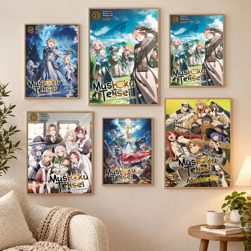 Anime M-Mushoku Tensei Jobless Reincarnation Poster Waterproof HD Modern Peel And Stick Wall Decor Living Room Dorm Garage