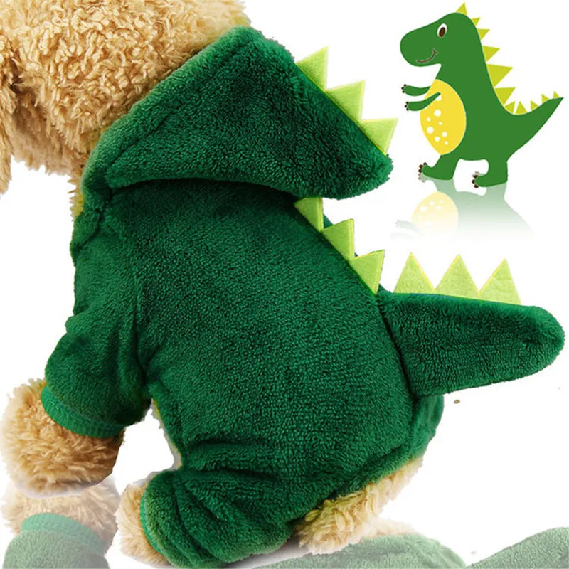 Pet Dog Cat Clothes Cute Funny Dinosaur Costumes Coat Winter Warm Fleece Clothing for Small Dogs Kitten Hoodie Puppy Dog Clothe