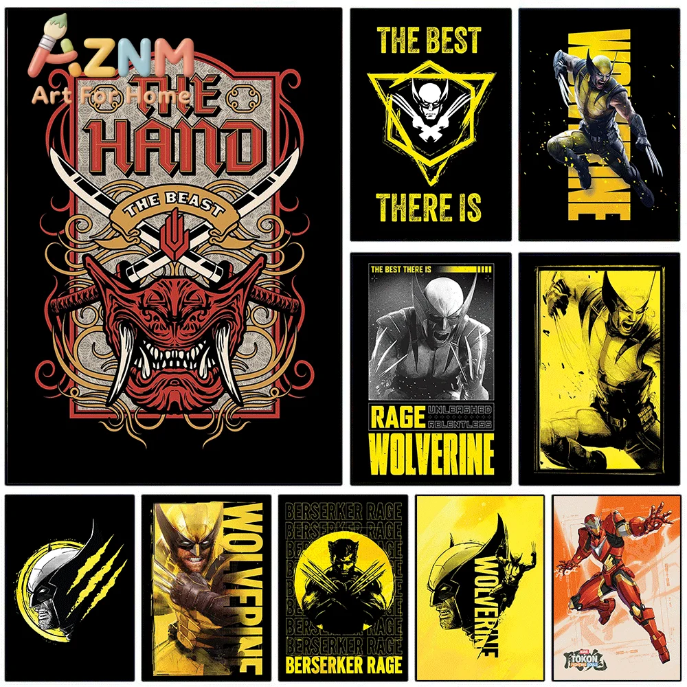 AZNM Wolverine X-Men Canvas Wall Art Unframed Print Home Wall Decor Poster Marvel Superhero Fans Bedroom Decoration