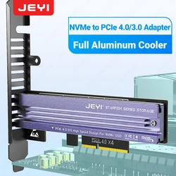 JEYI-adaptador M.2 NVME a PCIe 4,0 3,0, disipador de calor SSD de aluminio, NVMe 64Gbps Gen4 PCIE x1 X4 X8 X16, tarjeta de expansión para escritorio