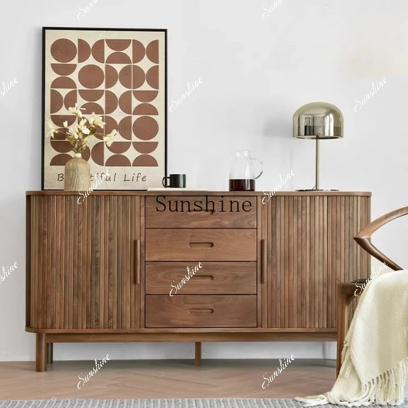 North American black walnut all-solid wood storage cabinet restaurant multi-functional integrated wine cabinet  FT