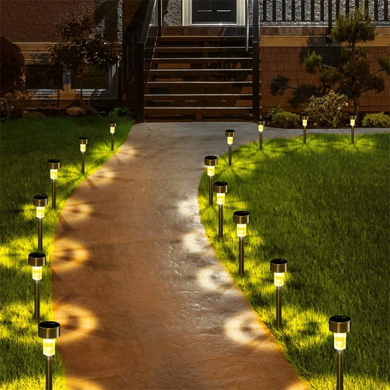 10pcs luci solari in acciaio inossidabile illuminazione paesaggistica a LED per esterni per la decorazione di Halloween di natale dell\'iarda del