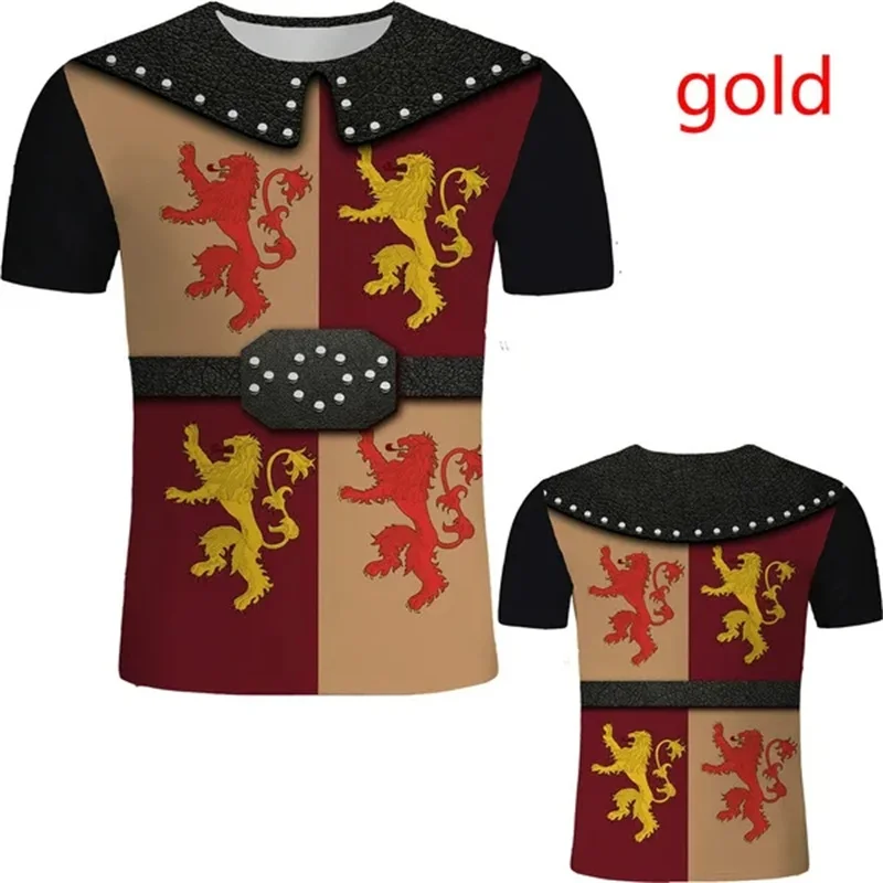 New Men's 3D Print Medieval Knight Cosplay T Shirt Retro Style Knight Armor Pattern Short Sleeve Cool Tee Tops Men Women