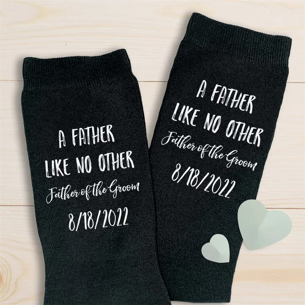 

Father of the Groom Wedding Socks,Personalized Socks Make the Perfect Father of the Groom Gift with the Wedding Date Added