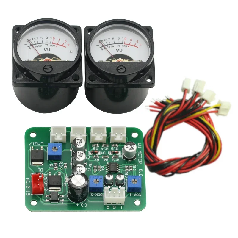 New 2pcs 10-12V VU Panel Meter 500UA Warm Back Light Recording + Driver Module High Quality