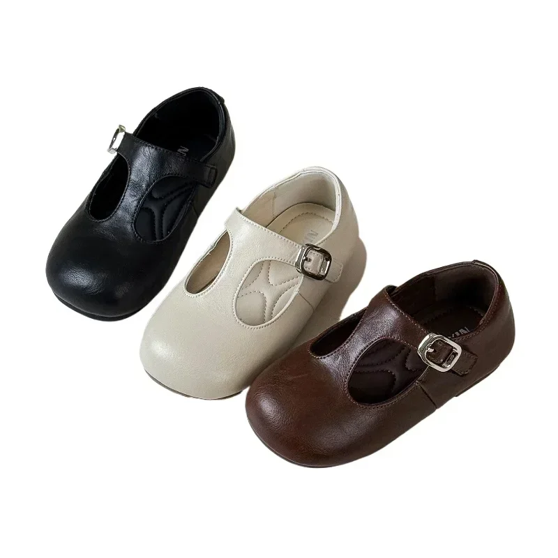 Lente Kinderen Jongens Meisjes Prinses T-riem Microfiber Leer Dansen Gesp Flats Kinderen Peuter Baby's Mary Janes Schoen