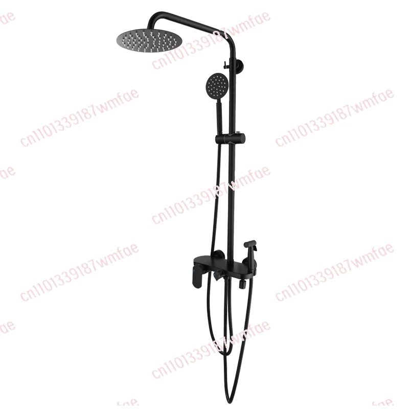 Sanitary Ware Shower Bath Set Shower Head Stainless Steel Rain Shower Riser Rail Set Black