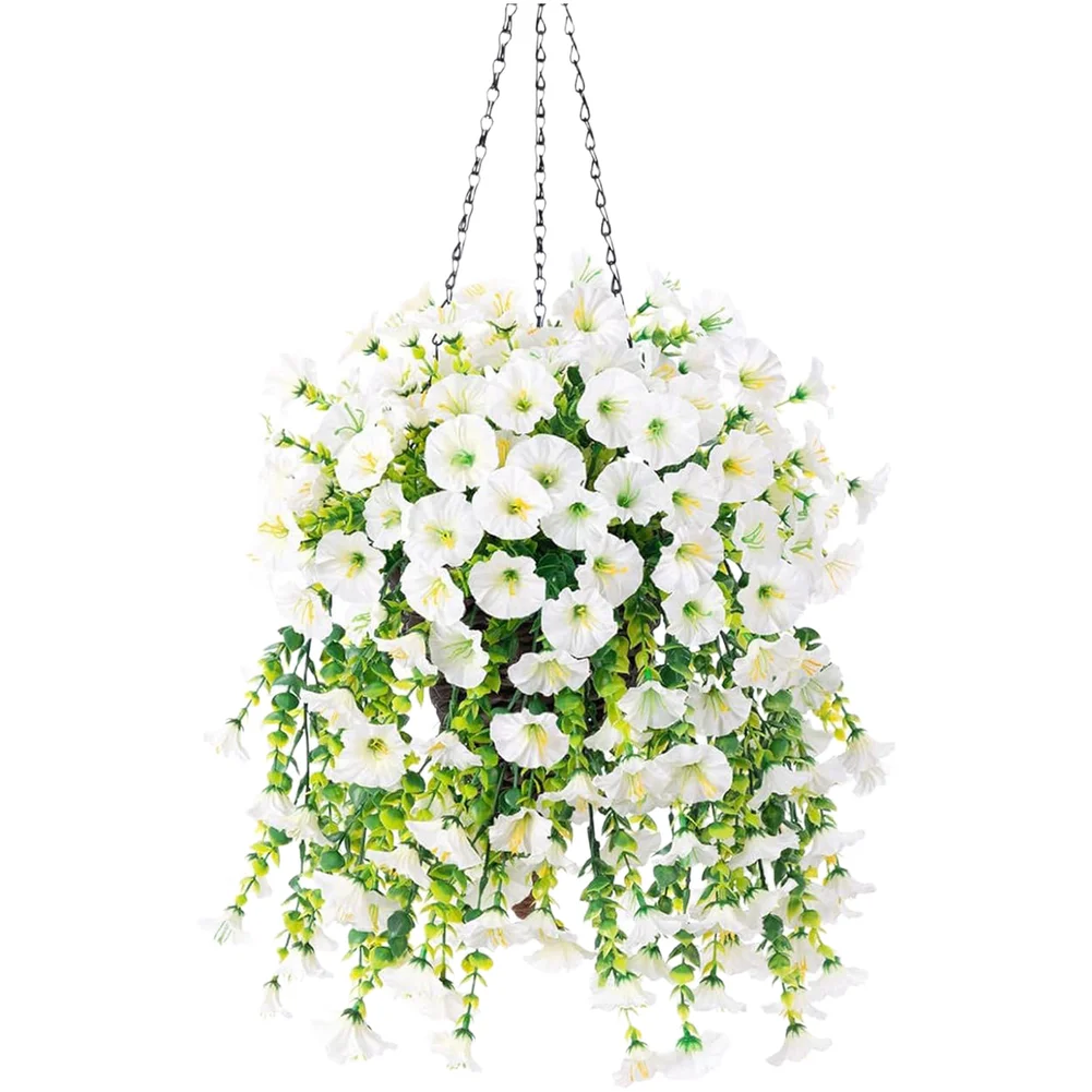 Artificial Morning Glory Garland 75cm with 5 Branches and 69 Vibrant Faux Flowers for Home Wedding Event Wall Decor
