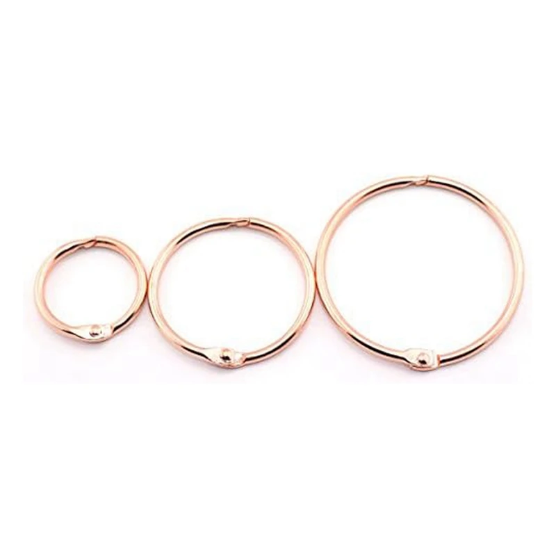 50Piece Book Ring Assorted Set Rose Gold Metal Loopbook Binder Hinge Buckle DIY Binding Ring