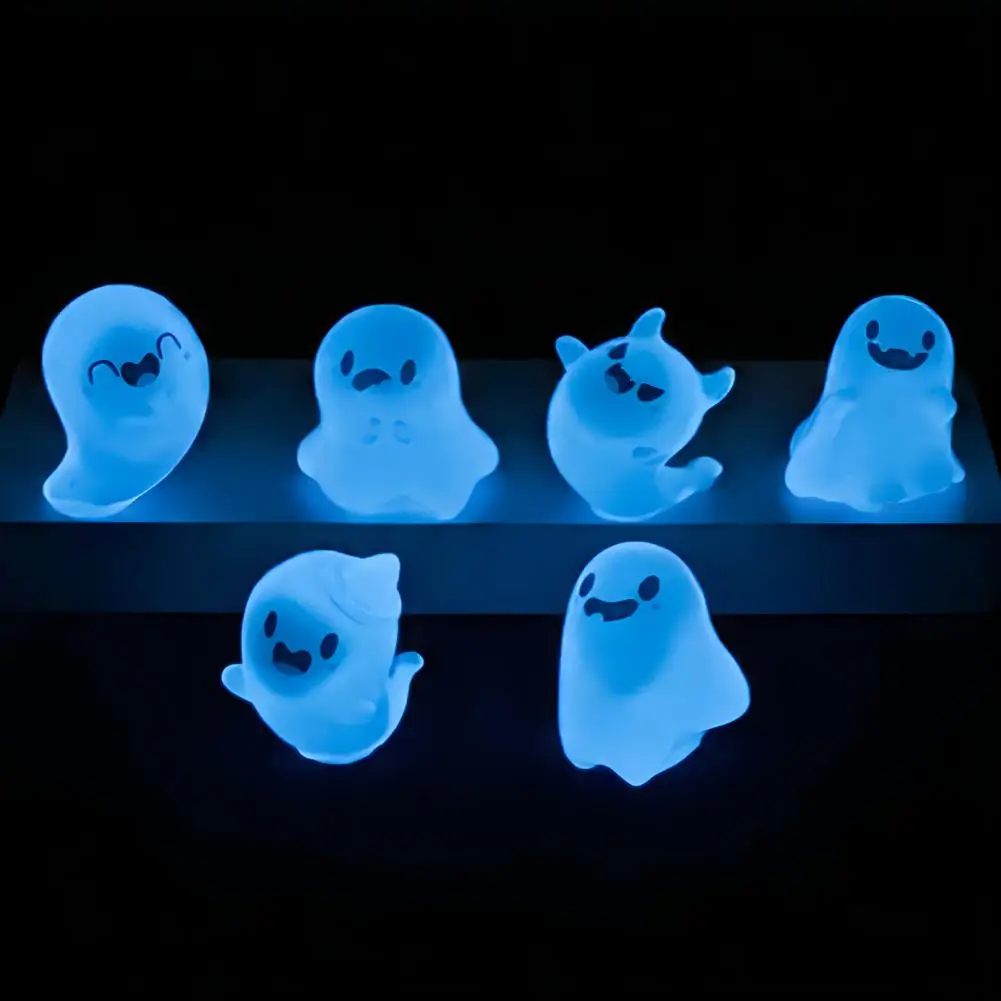 5Pcs Resin Ghost，Miniature Statue，Halloween Ornament，Luminous，Garden Landscape ，Mini Ghost Figurine，Halloween Decorations