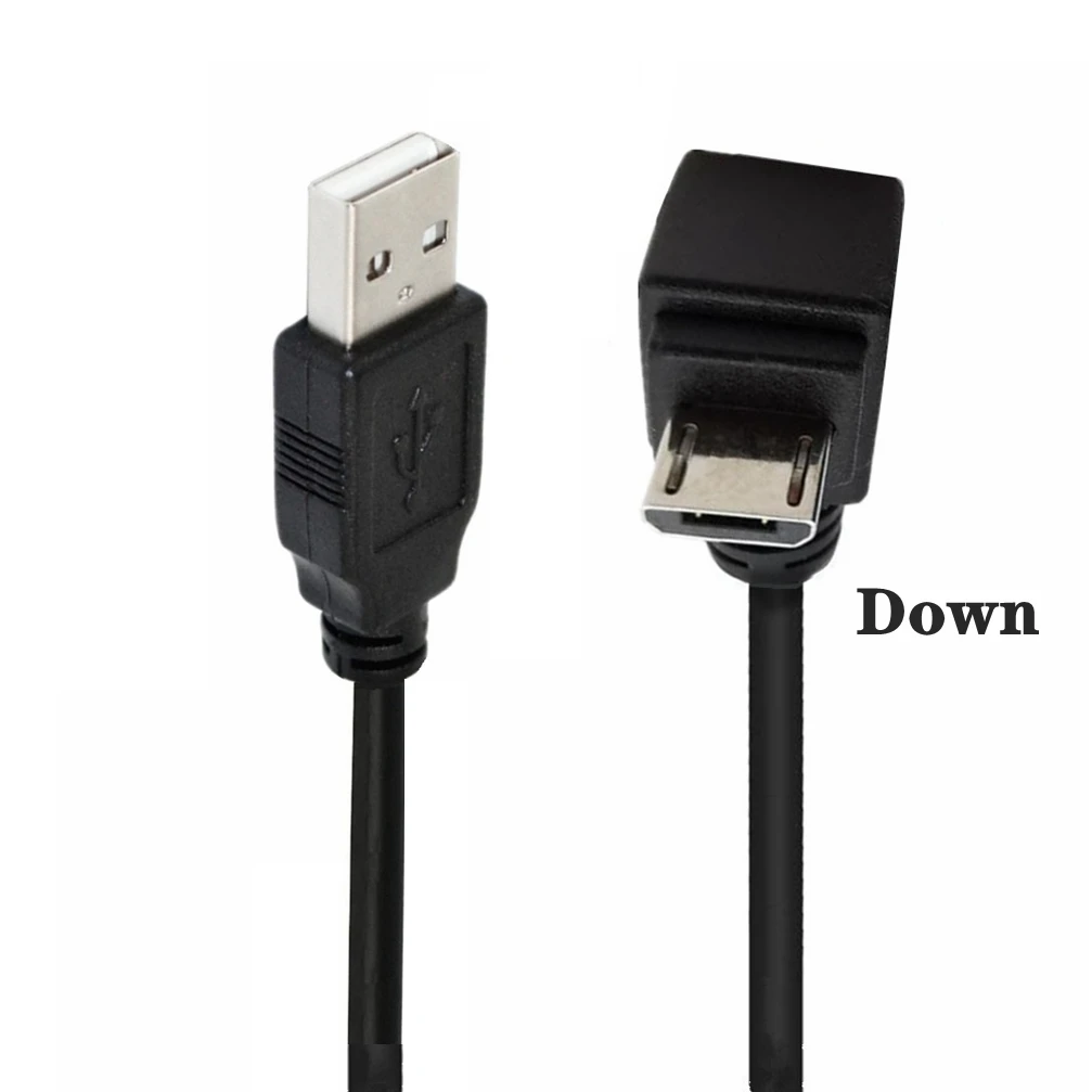 Up Down Left Right Angled 90 Degree Micro USB Male to USB male Data Fast Charge connector Cable 1m 3m 5m for mobile phone Tablet