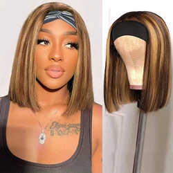 Ombre Highlight Bob Headband Human Hair Wig for Women Colored 1B P4/27 Natural Human Hair Wigs Machine Madefor Daily Use