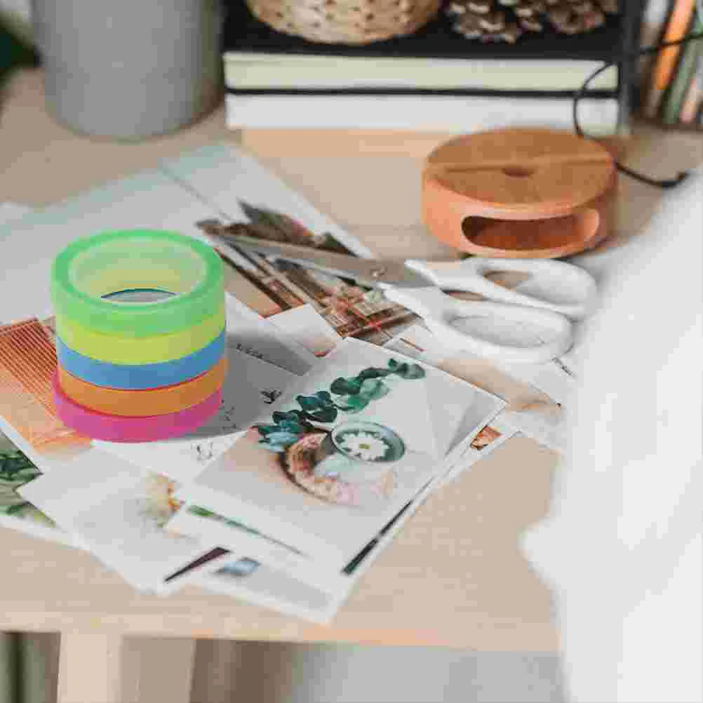 

5 Rolls Paper Tape Waterproof Index Sticker Long Highlighter Tapes Dispenser Tabs for Annotating Books