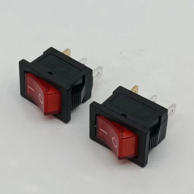 Interruptor de alavanca vermelha para barco marinho, 3 pinos ON, ON, ON, KCD1, Mini barco, 10PCs, AC 250V, 6A, 125V, 10A