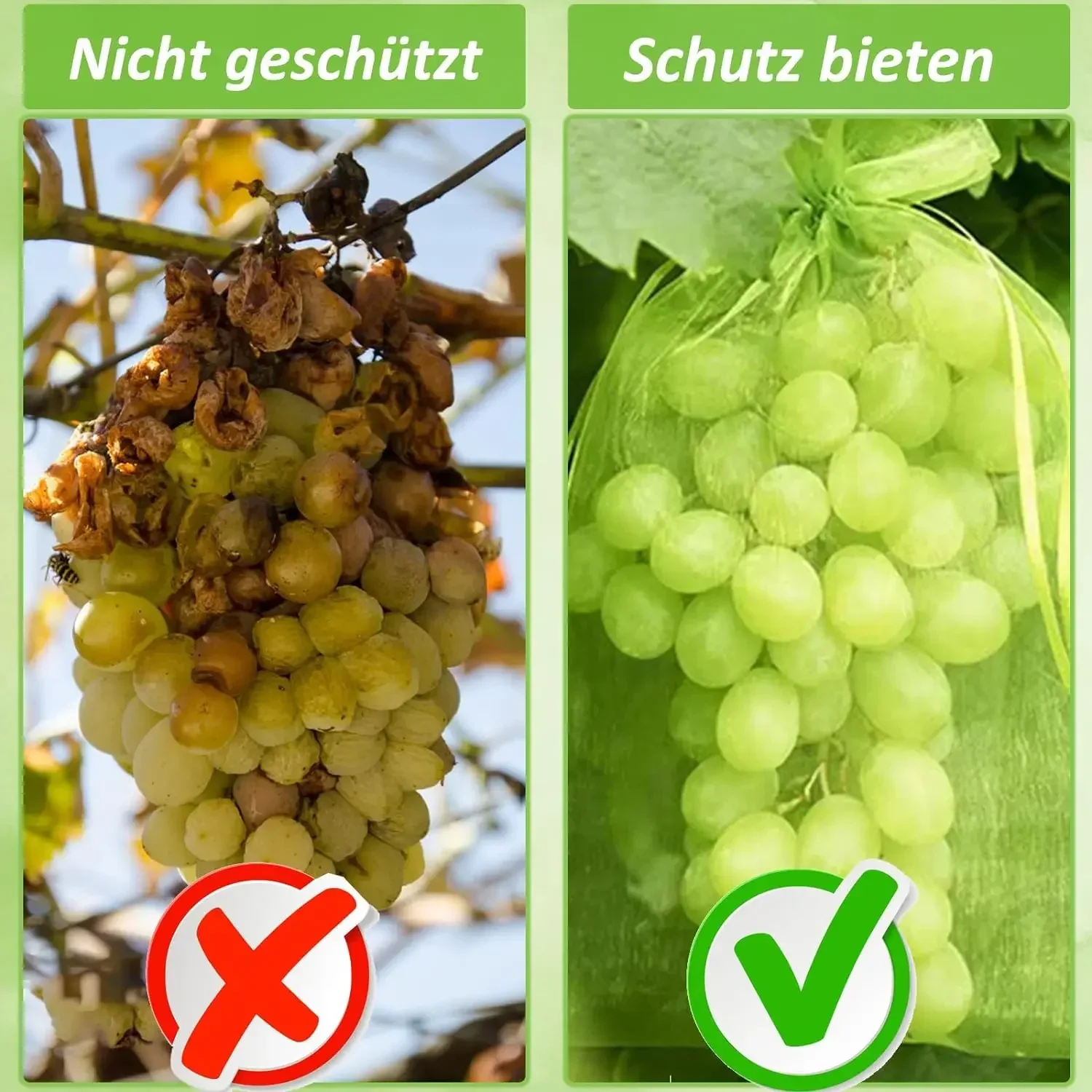 100pcs Grape Protection Bags with Drawstring Fruit Protection Mesh Bag Protective Pouches To Protect Plants From Birds