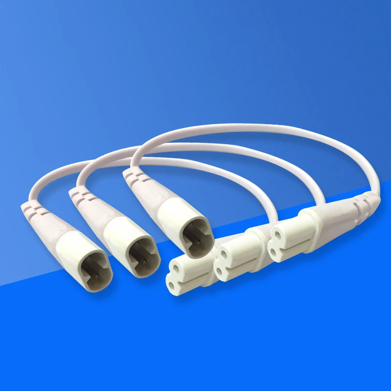 3Pcs Fluorescent Lamp Power Cord Cable T5 Plug Wire Cord LED 2 Hole Docking Cable Bracket Light Male Female Connect Cable