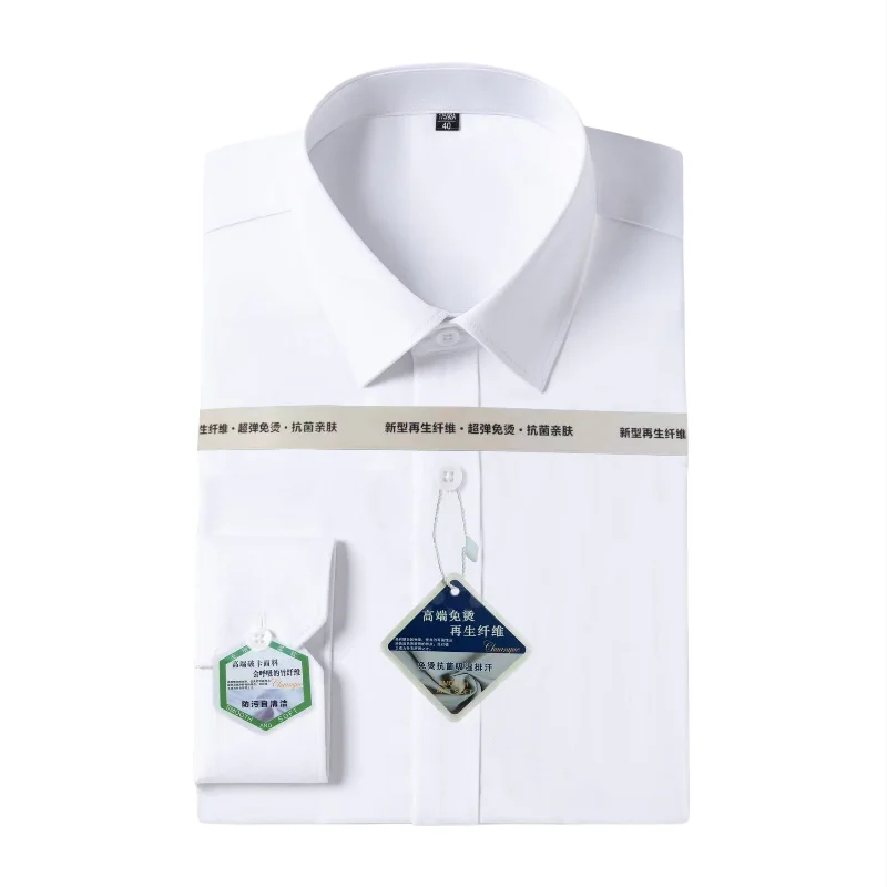 

8XL Новая мужская рубашка из альгинатного волокна с длинным рукавом, повседневная деловая легкая в уходе белая рубашка, мужские облегающие рубашки с длинным рукавом для мужчин 3xl