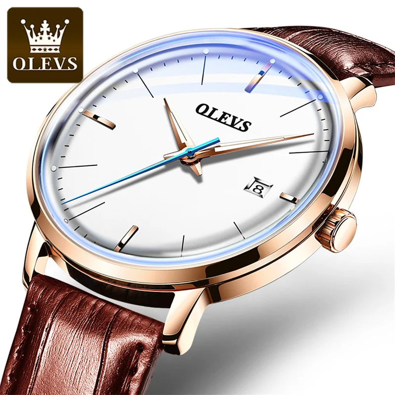 Men Watch OLEVS Waterproof Automatic Mechanical Wrist Watch Male Top Brand Luxury Reloj Hombres Leather Calendar Men's Watches