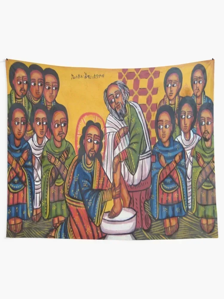 Ethiopian Orthodox Christian Icon Christ Washing Feet Tapestry Decor For Room Home Decoration Tapestry