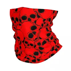 Cool Skull Bandana Neck Cover Printed Red Balaclavas Wrap Scarf Multifunctional Headwear Fishing for Men Women Adult Washable