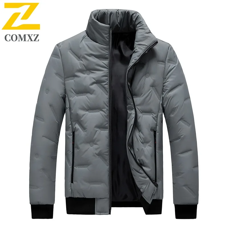 COMXZ Padding Coat Plus Size Stand Collar Winter New Thickened Korean Style Cotton Jacket Men Fleece Lined Unisex Outerwear