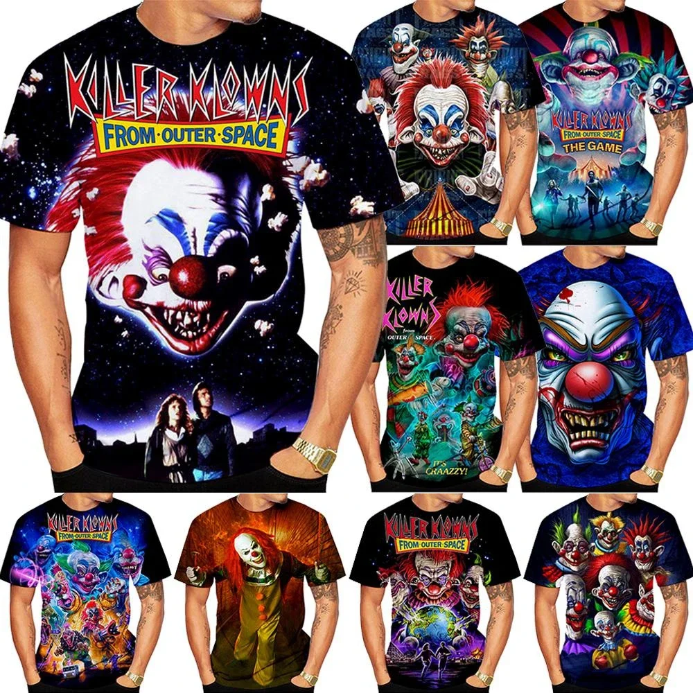 

New Summer Fashion Men's Women Kid Clown T-Shirt 3D Printing Killer Klowns Casual Unisex Hip Hop Cool Short Sleeve Horror Tops