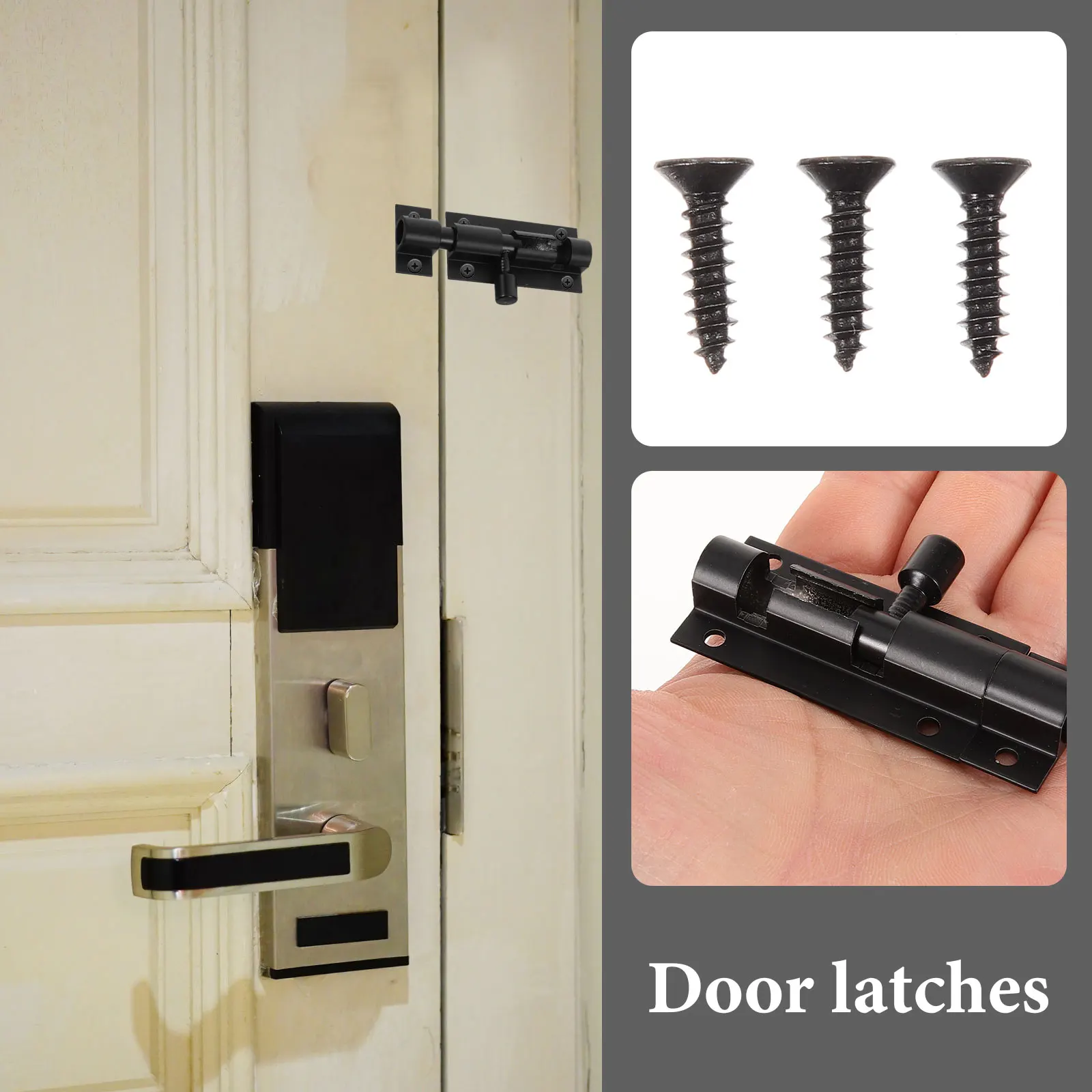 

2pcs 6 3CM Black Security Door Latch Bolts Heavy Duty Gate Locks for Wooden Fence Barn Doors Hardware Anti Theft Slide Bolt