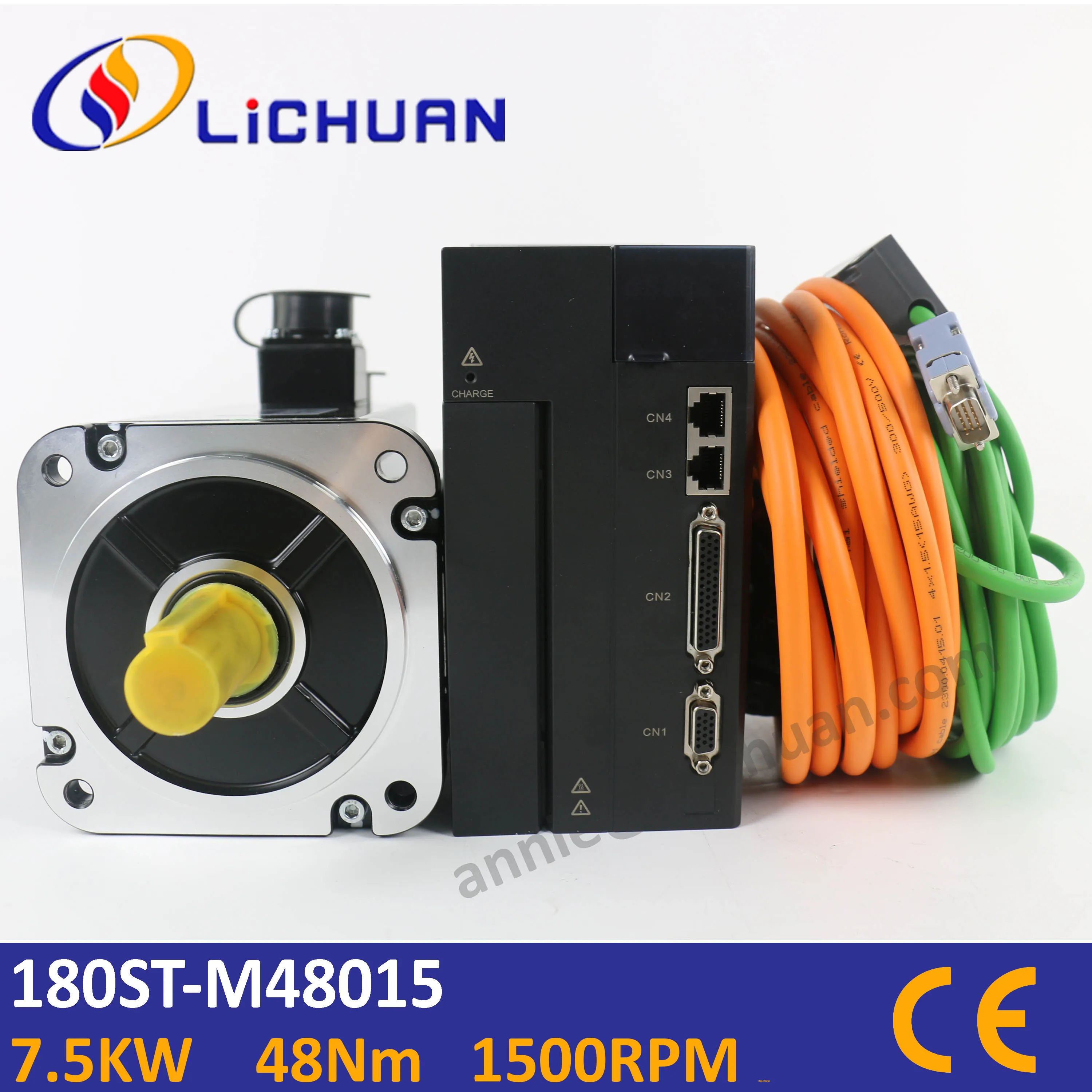 Lichuan 7.5KW 3phase AC380V 48Nm 1500rpm AC servo motor with servo driver kit 23bit encoder high performance for CNC machine