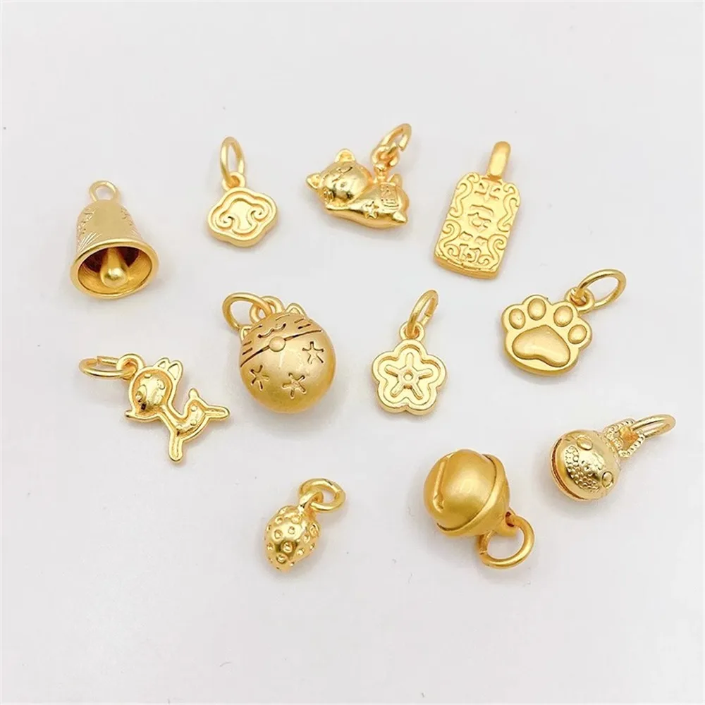 

Ancient Golden Bell Cat Pendant Small Pendant Handmade DIY Bracelet Necklace Material Accessories L405