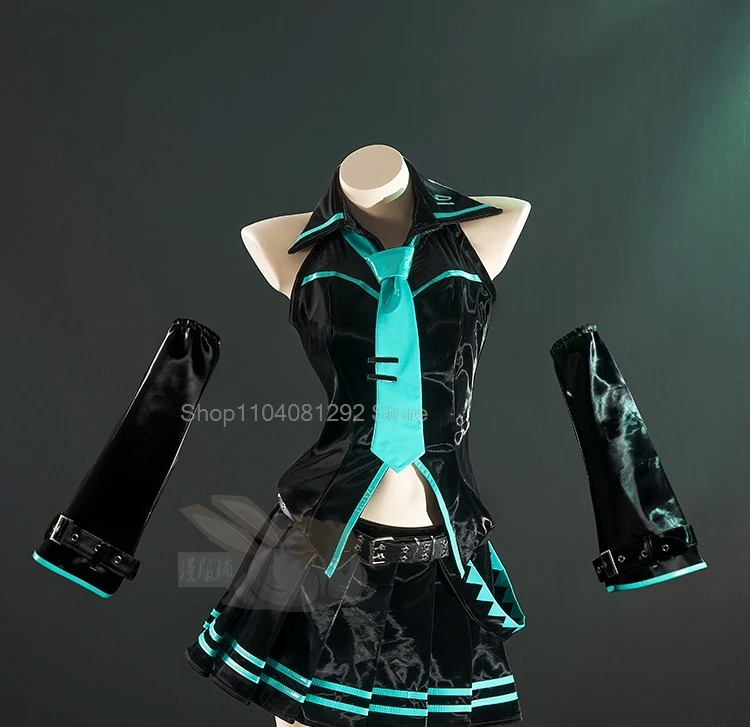 Op voorraad Cosplay sexy volledige set Mikuu 16e formule kleding zwart vloeibaar leer cos kleding Comic Con Set nieuwe collectie