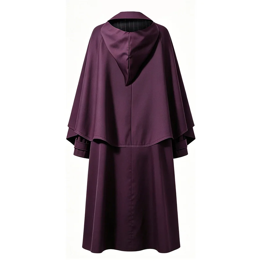 New TV Hermione Granger Uniform Set Purple Wizard Coat Tartan Pleated Dress with Tie Belt Dark Academia Hogwarts Cosplay Costume view 2