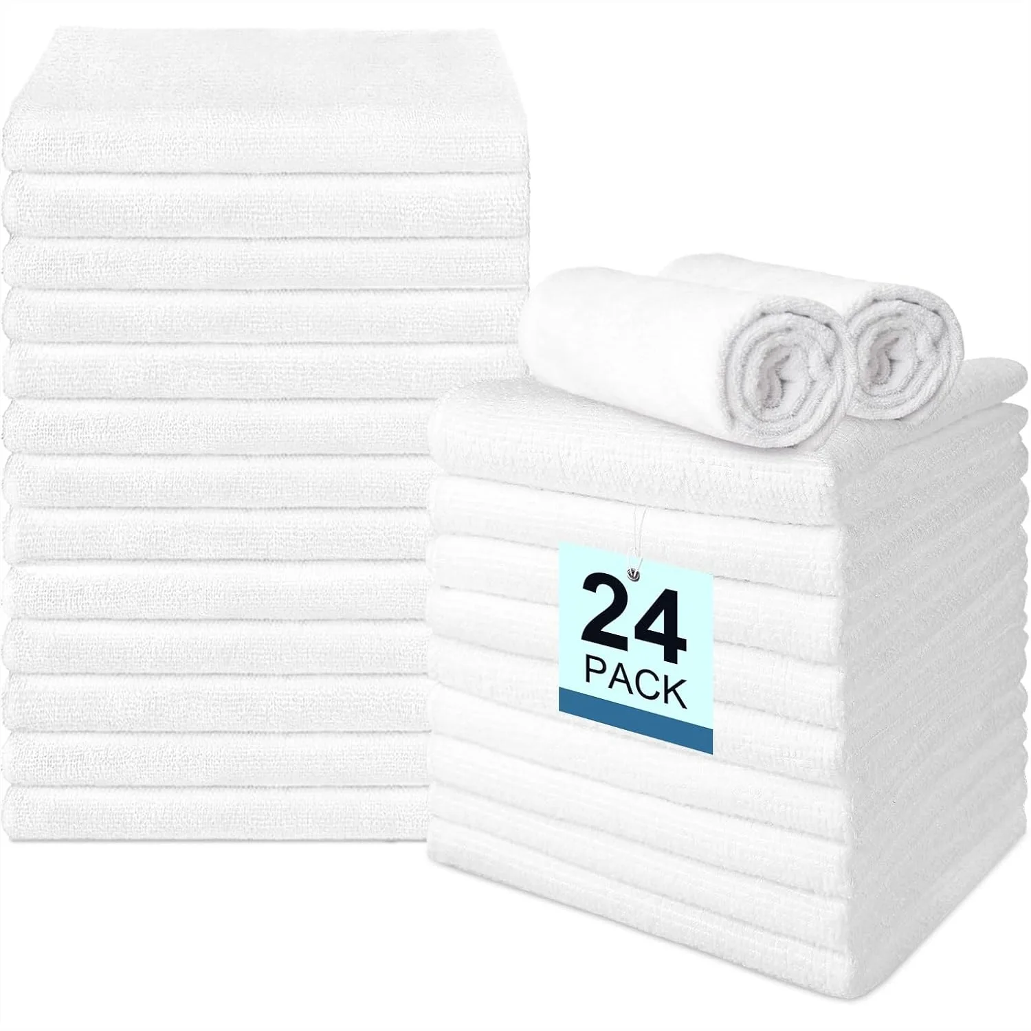 24 Pack Hand Towels Set - Highly Absorbent Microfiber Towels for Bathroom, Gym, Salon, Hotel, and Spa, Quick Dry, 16x27 Inches