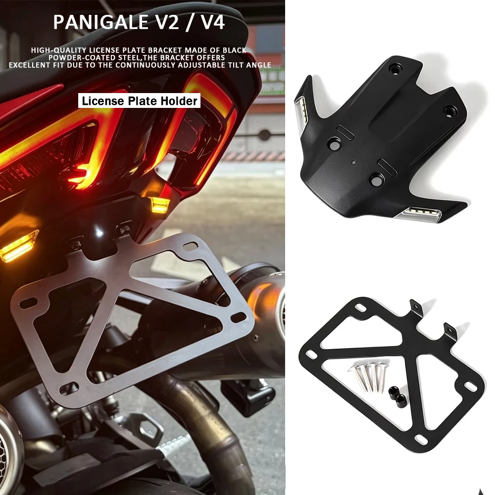 Number Plate Bracket For Ducati Panigale V2 V4 2025-2026 Motorcycle Tail Tidy Rear License Plate Holder Bracket With LED