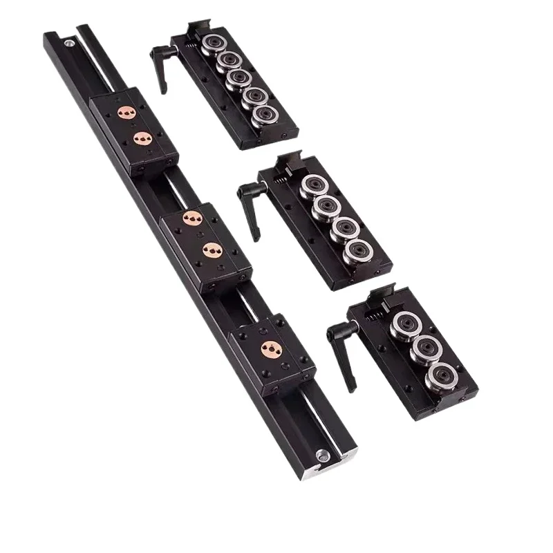 Blackening Built-in dual-axis linear guide Rail Aluminum Roller Bearing Industrial Track SGR15N guide+SGB15N 3/4/5 Wheel Slider