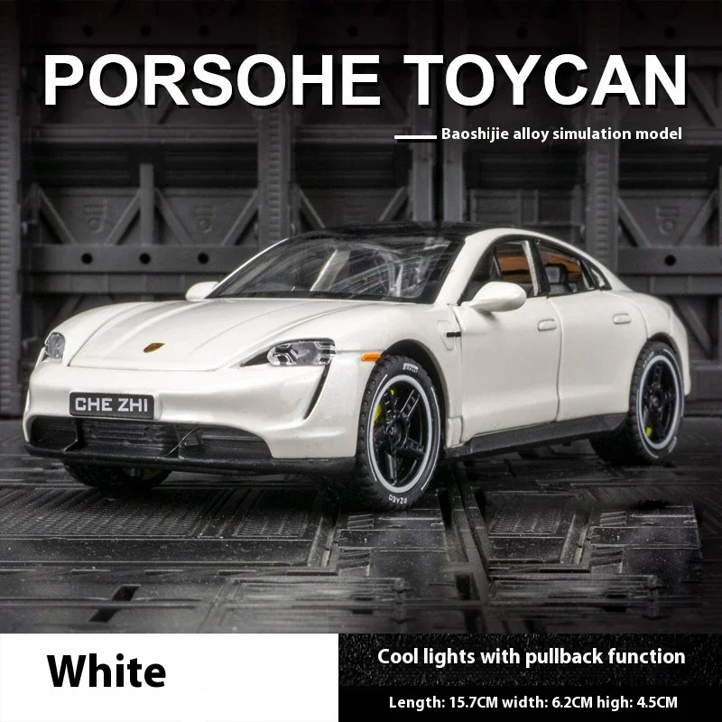 

1:32 Porsche Taycan Alloy Sports Car Diecast Model Sound And Light Pull Back Toy Trendy Display Ornament Present For Children