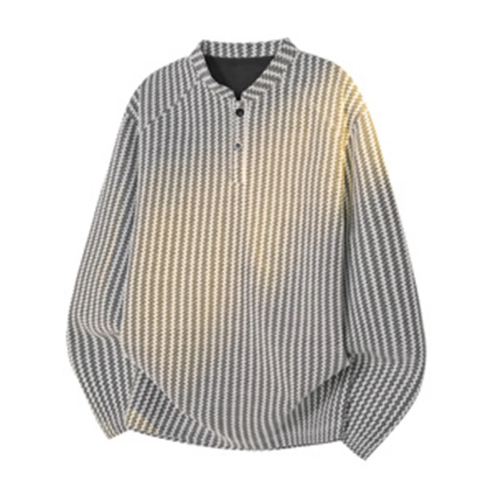 Men Loose Fit Long Sleeve T-Shirt with Buttoned For Henry Collar Casual All-Match Sweatshirt Suitable for Layering and Daily Use