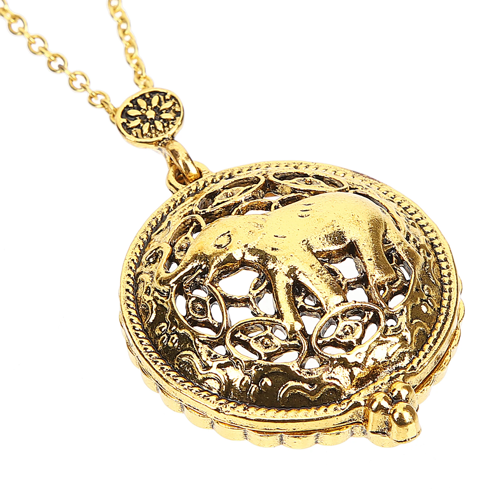 

2Pcs Magnifying Glass Necklace Herringbone Elephant Pendant Vintage Long Charm Women Jewelry Retro Necklace Accessory