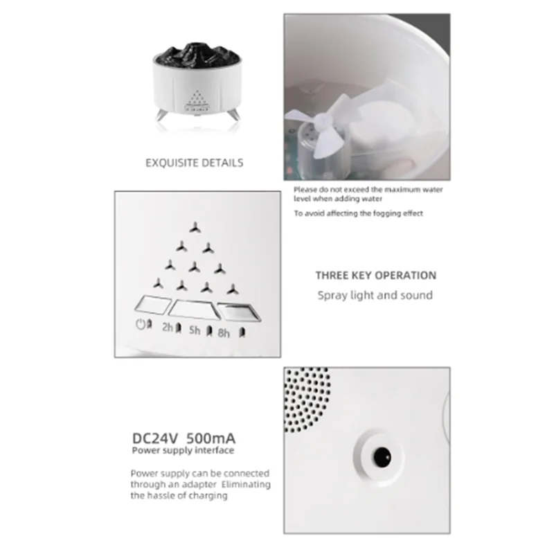 A97G для увлажнителя вулкана, диффузор пламени, огненные ароматические масла для дома, мини-увлажнитель воздуха для курения медузы, туманное кольцо (A), вилка европейского стандарта Dura