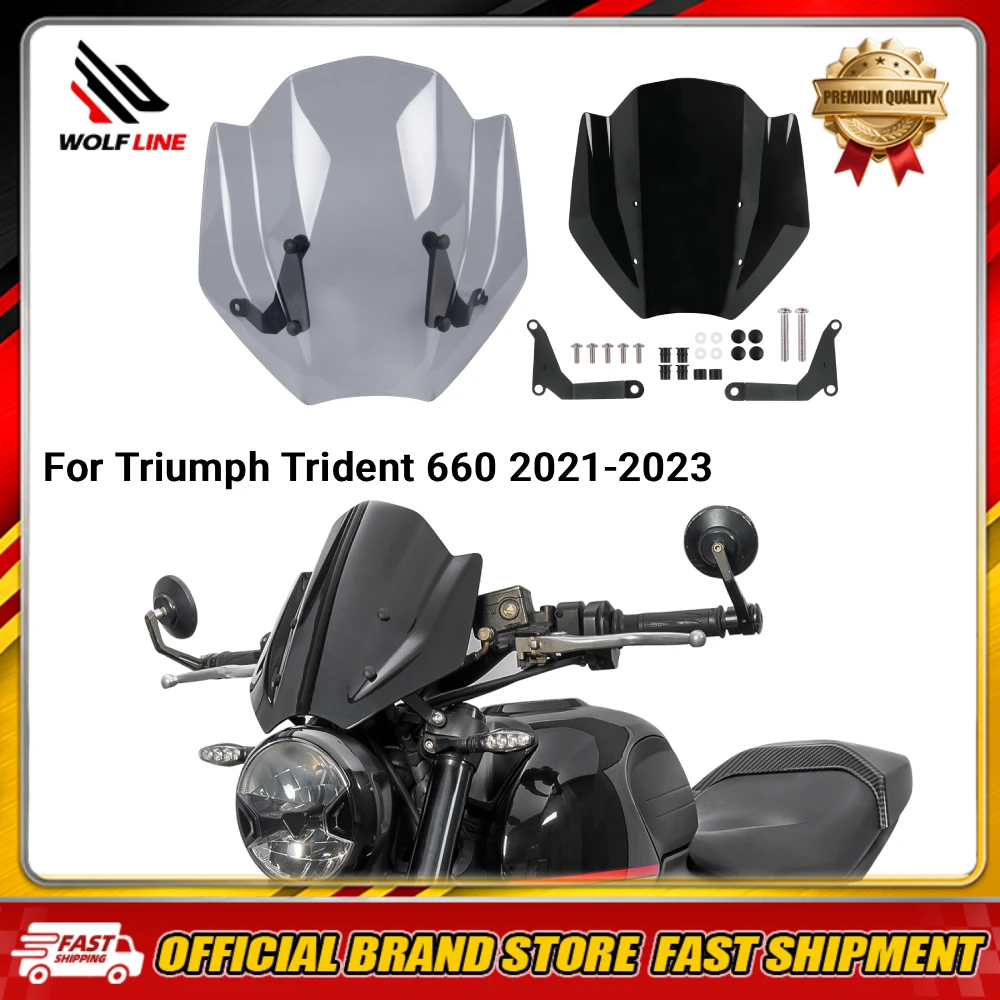 WOLFLINE Windshield WindScreen for Triumph Trident 660 2021-2023 Air Flow Wind Deflector with Bracket Reduce Wind Turbulence