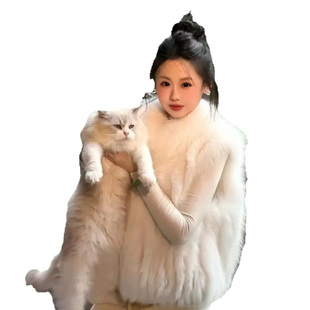 เสื้อกั๊กขนสุนัขจิ้งจอกนำเข้า เสื้อกั๊กผ้าขนสัตว์ เสื้อกั๊กแบบมีร่อง  สไตล์อินเทรนด์ใหม่ล่าสุด