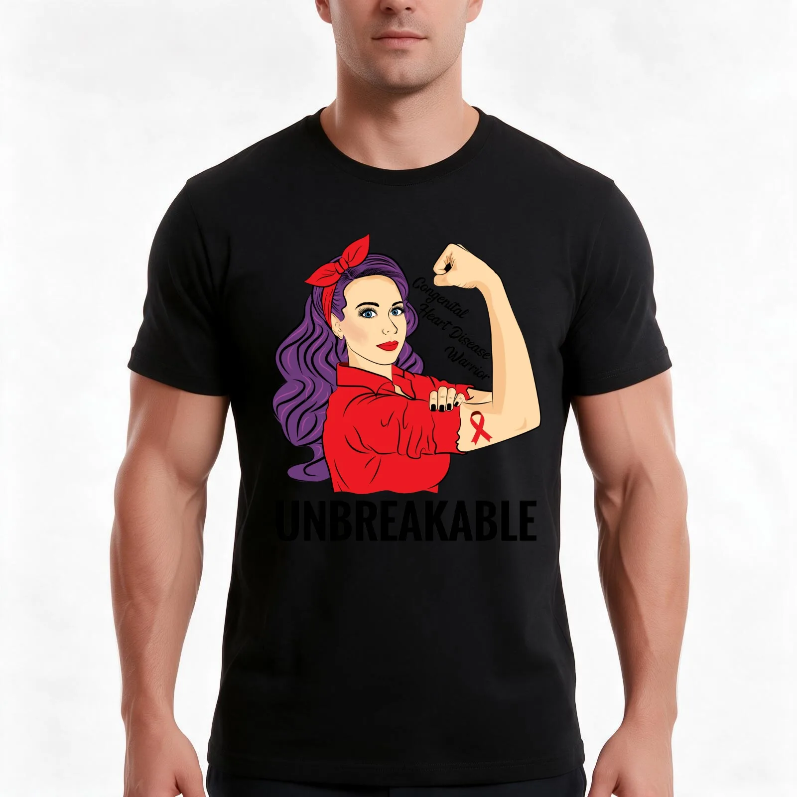 Congenital Heart Disease Shirt Awareness Warrior Unbreakable T-Shirt Summer Casual Cotton Tee Oversized Streetwear Tops