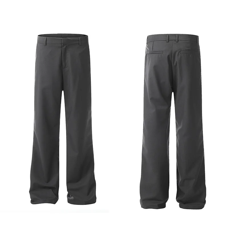 Retro แฟชั่น Casual กางเกงผู้ชายเกาหลี Streetwear หลวมสบายๆตรงกางเกง Office Man COMMUTER กางเกงกางเกง