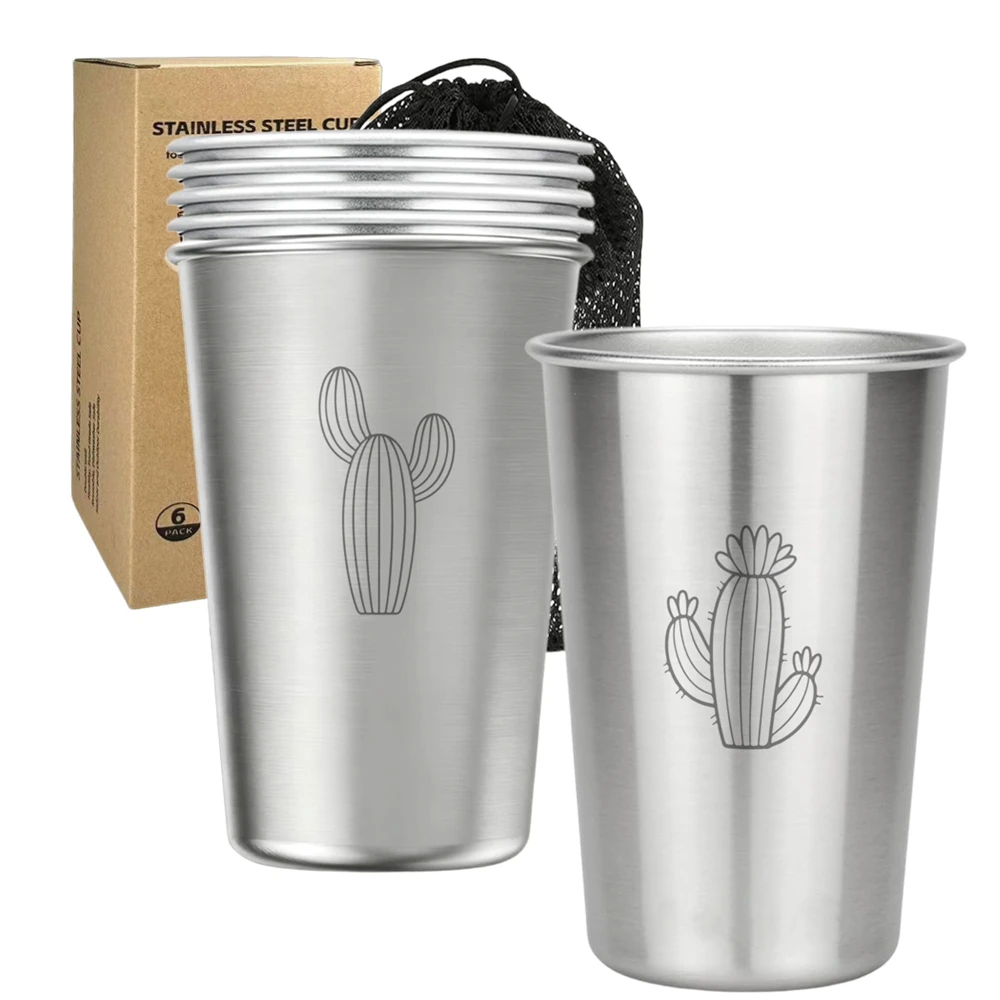 Vasos de Acero Inoxidable Premium, Paquete de 6 Vasos Tipo Pint, Vasos Metálicos Apilables, Vasos Resistentes para Enfriar Cerveza, para Viajes y Fiestas